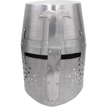 Medieval Warrior Templar All Silver Brass Crusader Knights Helmet